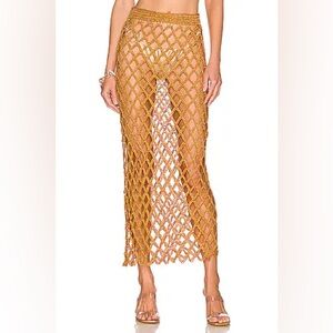 Cult Gaia Finn Crochet Gold Mesh Cover-Up Skirt